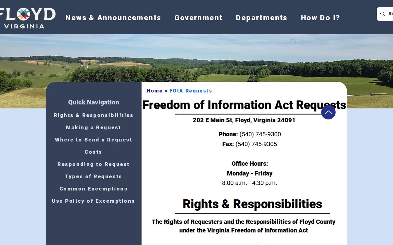 Floyd County booking-record FOIA request information