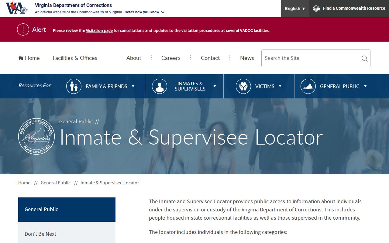 Virginia Department of Corrections Floyd County state custody record locator